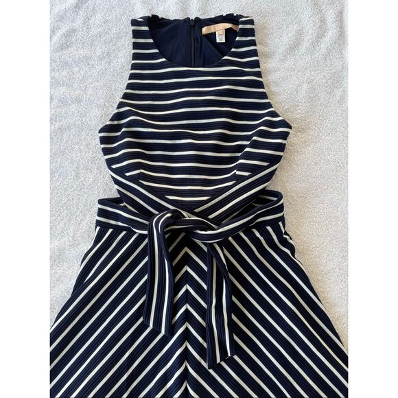 Anthropologie X Hutch Kinsley Blue/White Striped Cutout chevron Dress XS tie - Picture 8 of 13